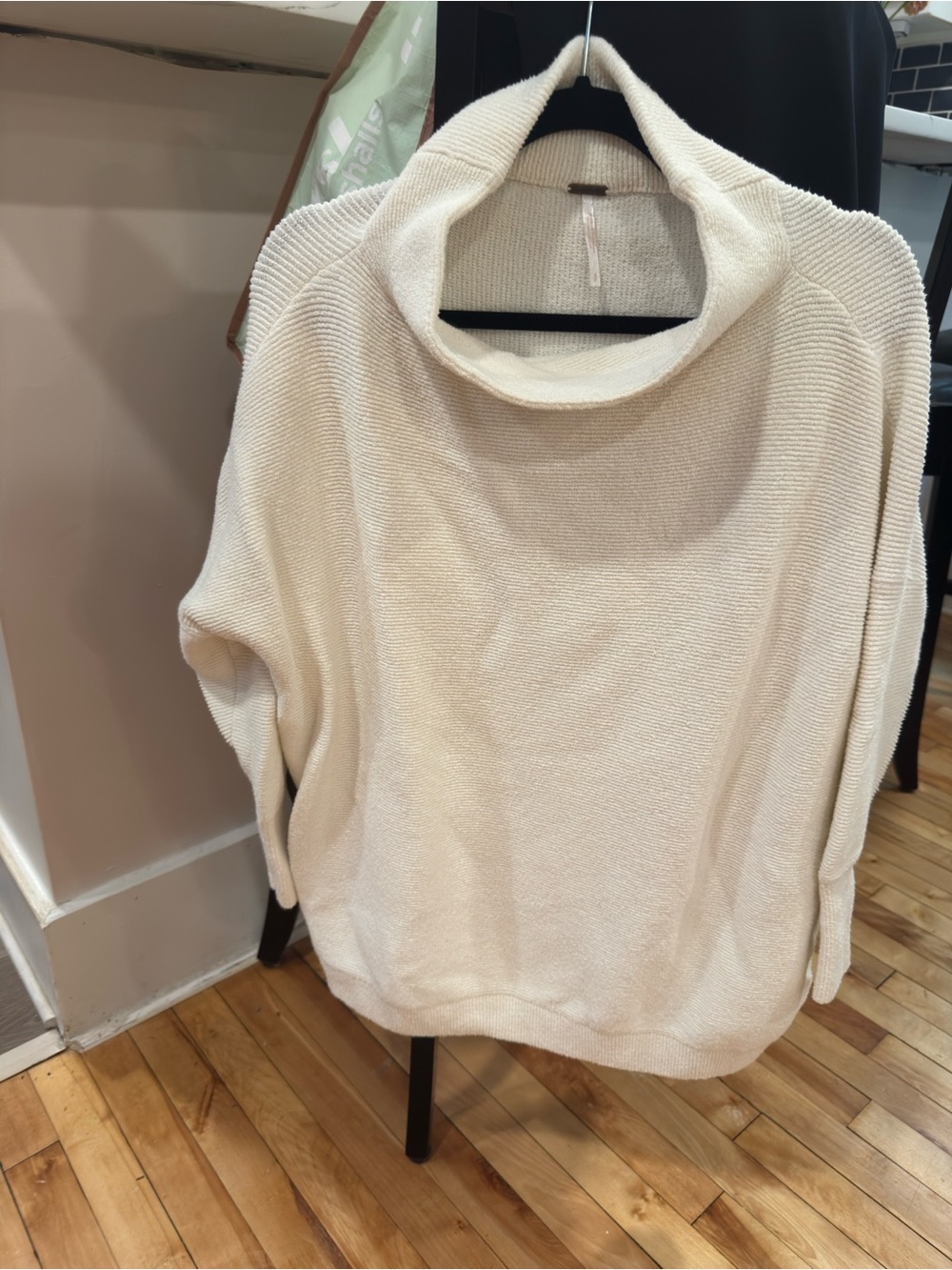 Free People Ivory Ottoman Slouchy Tunic Cowl-Neck Pullover Sweater